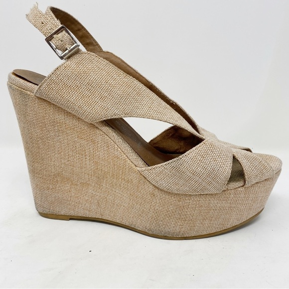 Jeffrey Campbell 10 Mariel Wedge Platform Heels Beige Neutral Open Toe - Picture 5 of 10